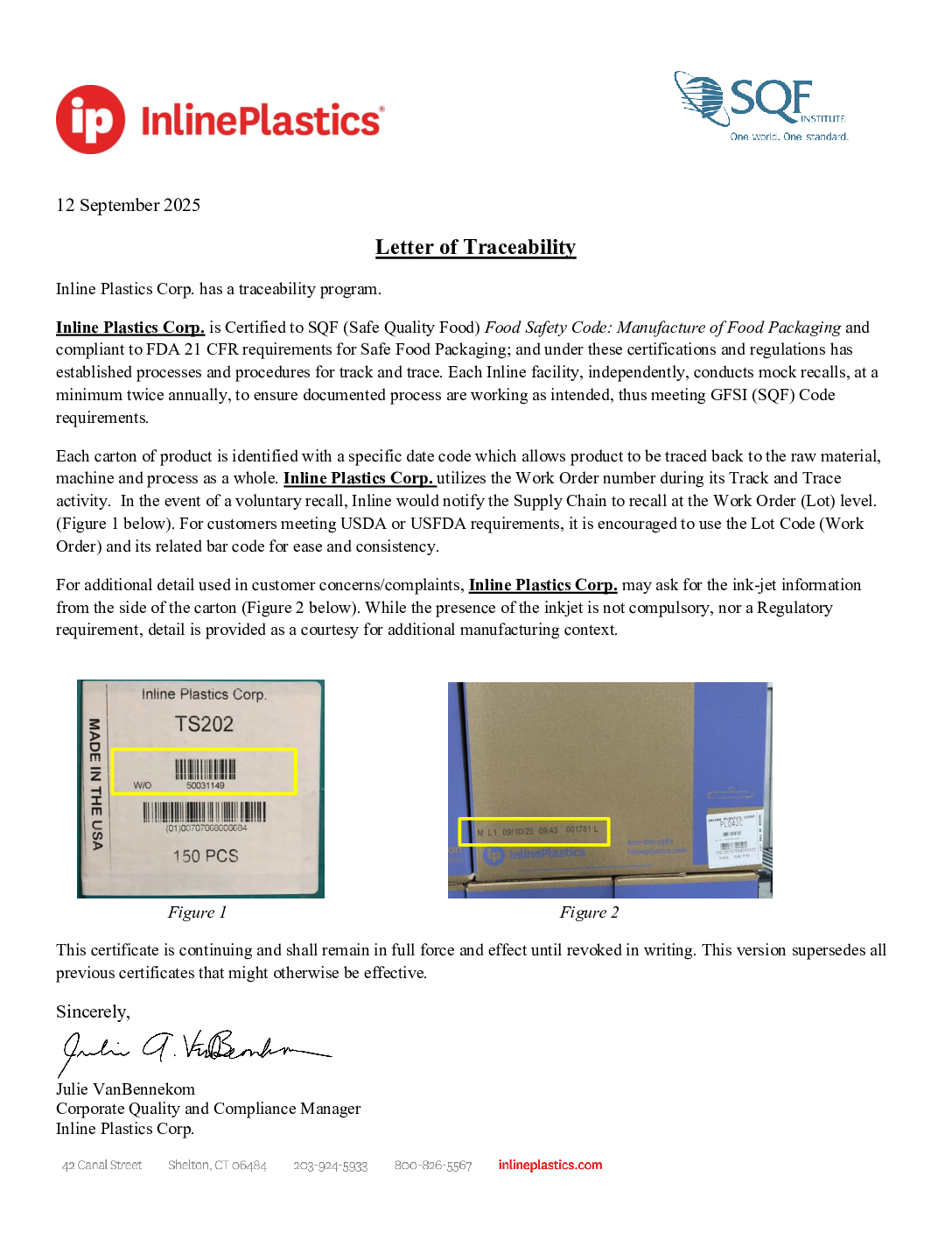 Letter for Traceability