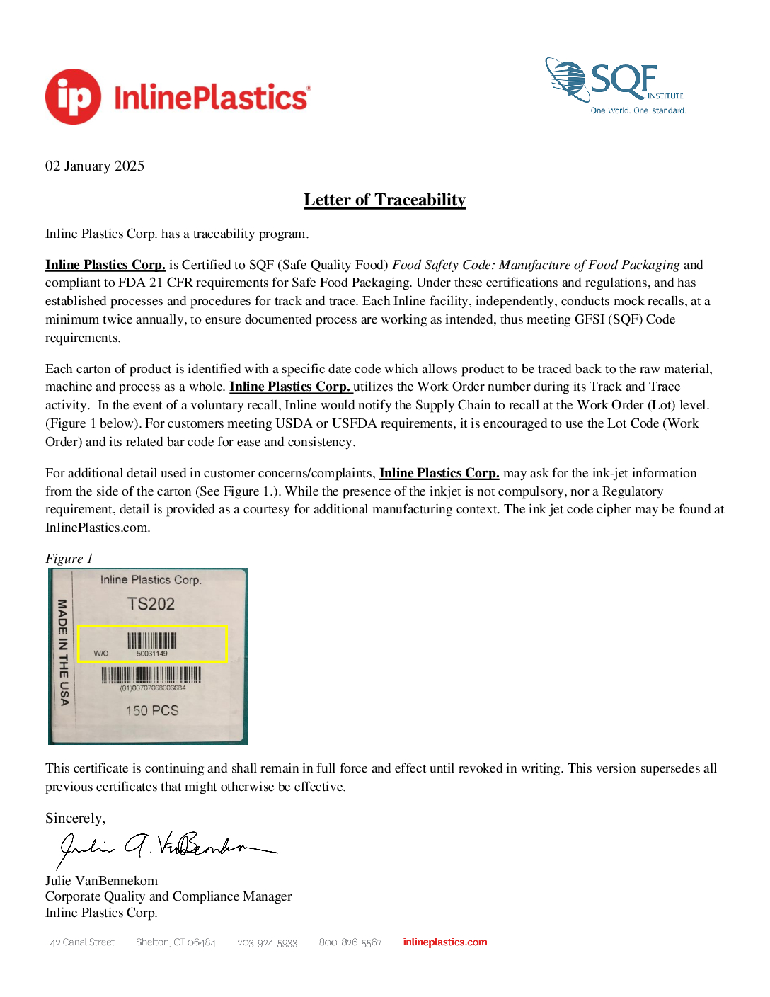 Letter for Traceability