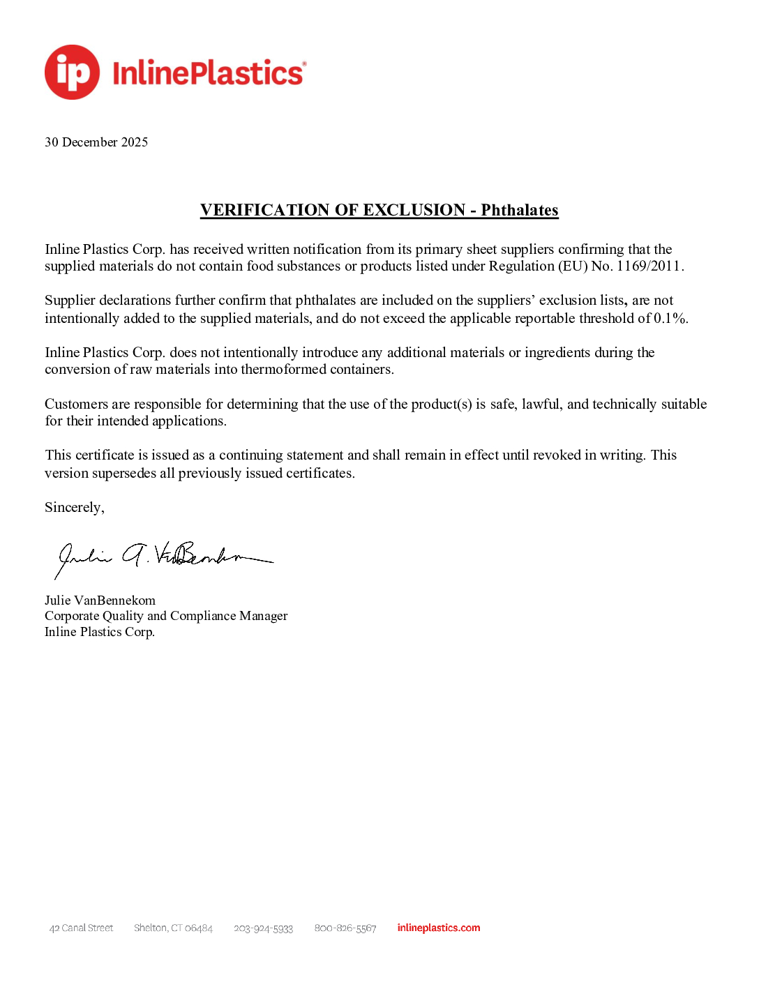 Verification of Exclusion Phthalates