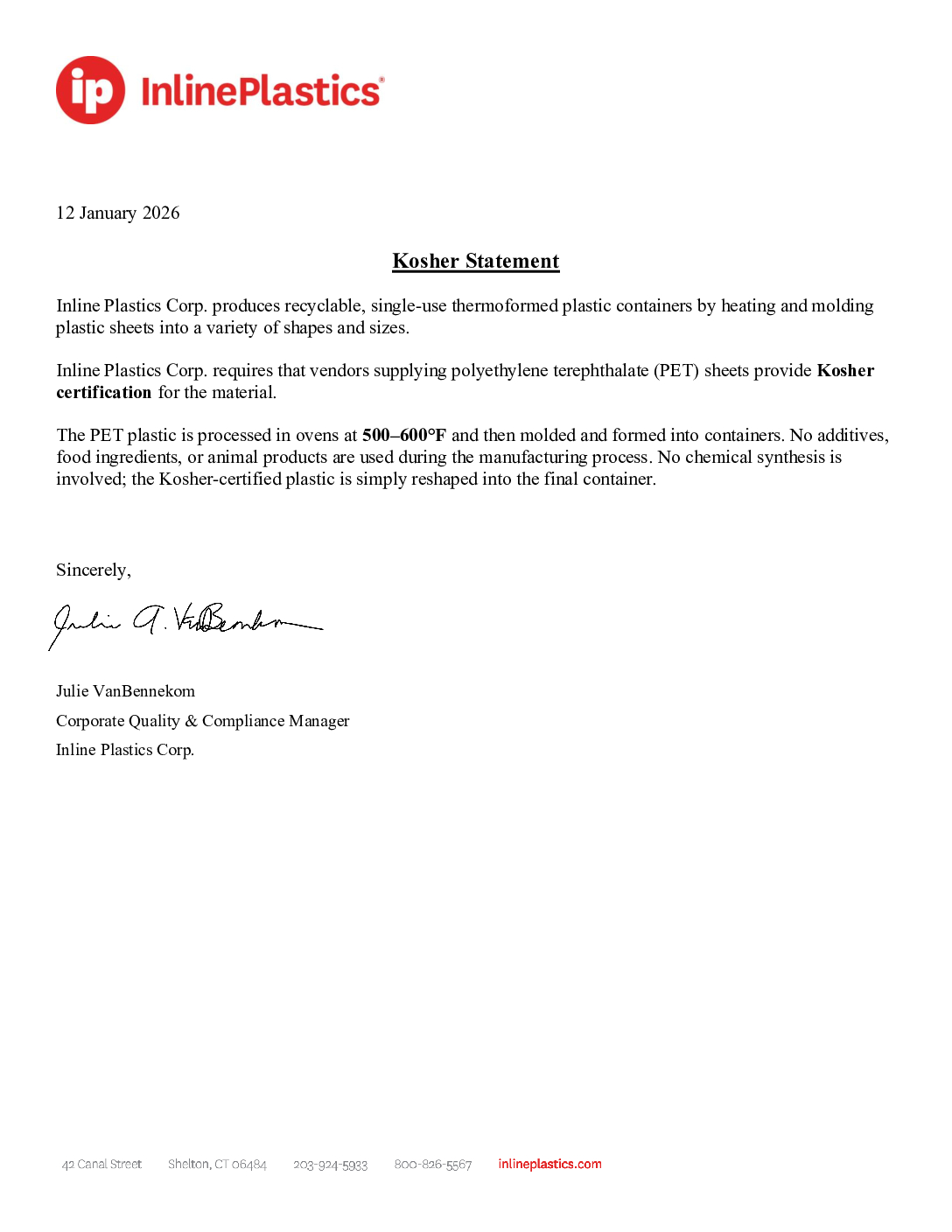 Kosher Certificate – PET