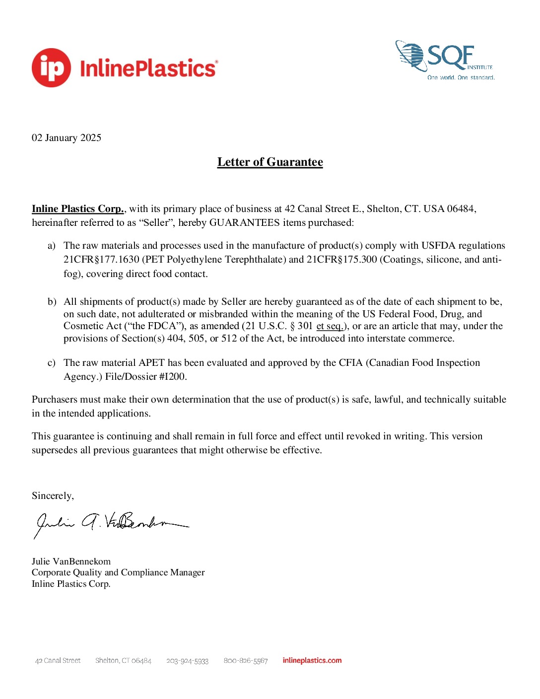 Letter of Guarantee