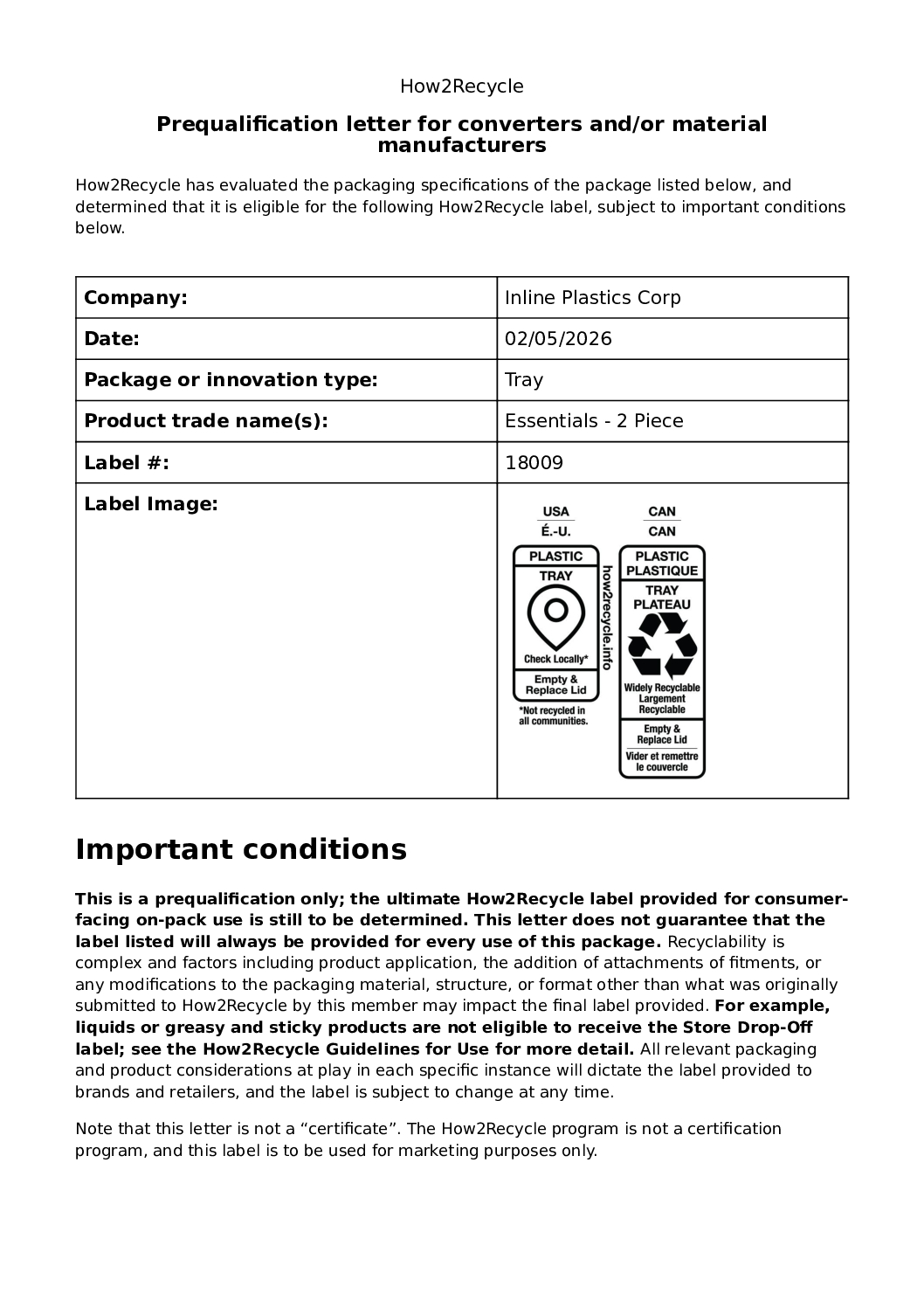 How2Recycle Prequalification
