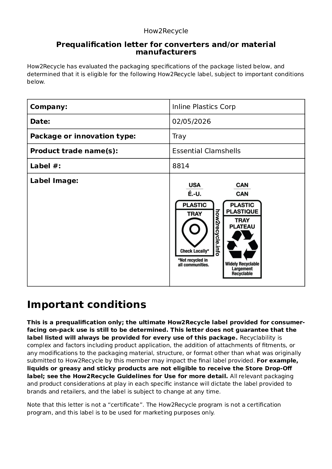 How2Recycle Prequalification