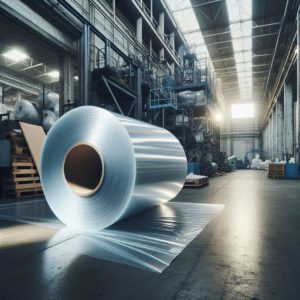A large roll of plastic sheet