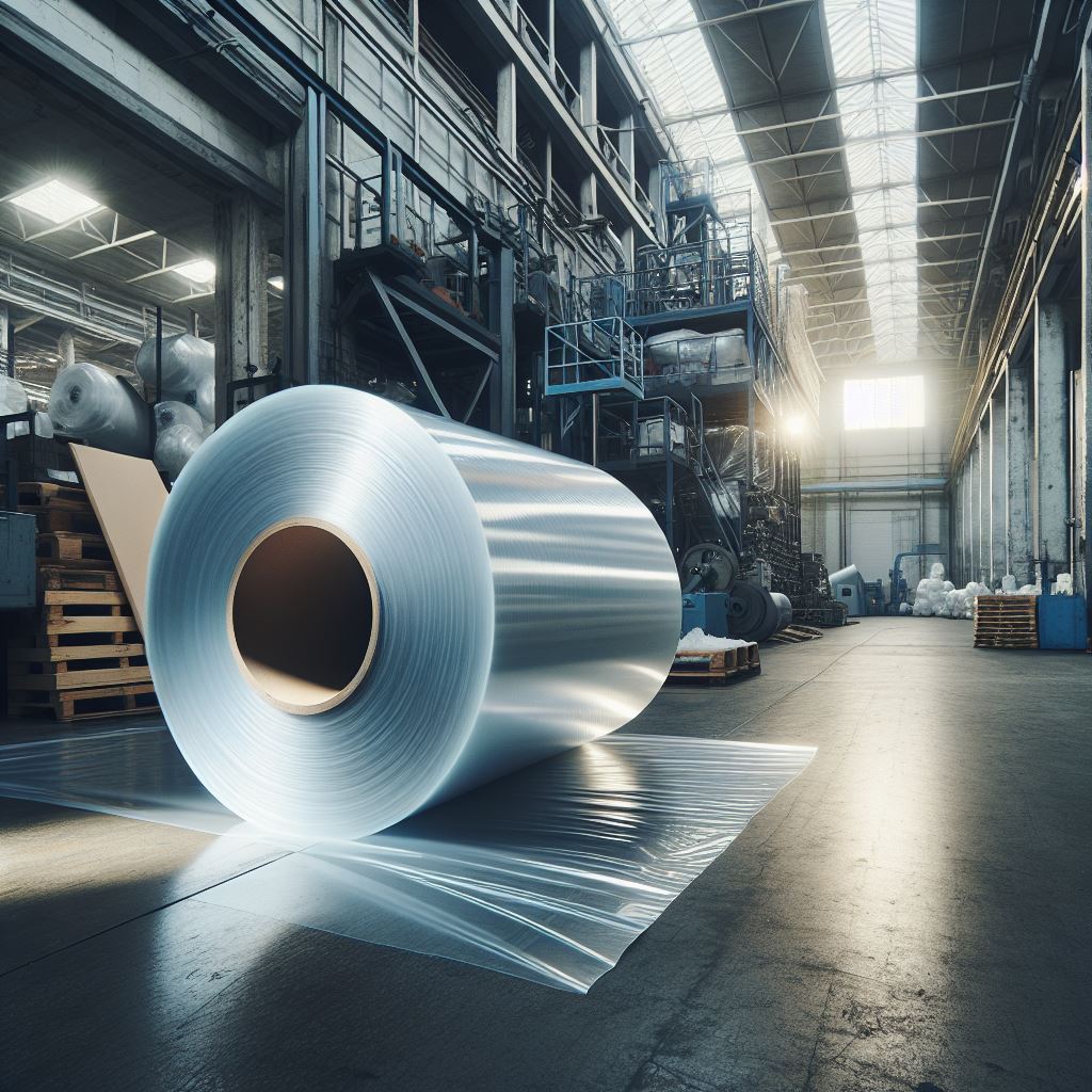 A large roll of plastic sheet