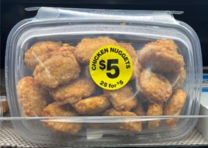 a polypropylene package filled with chicken nuggest