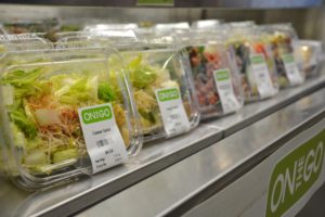salads in plastic packaging
