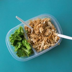 leftover food in a plastic container 