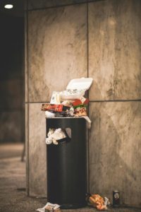 garbage displaced in a bin