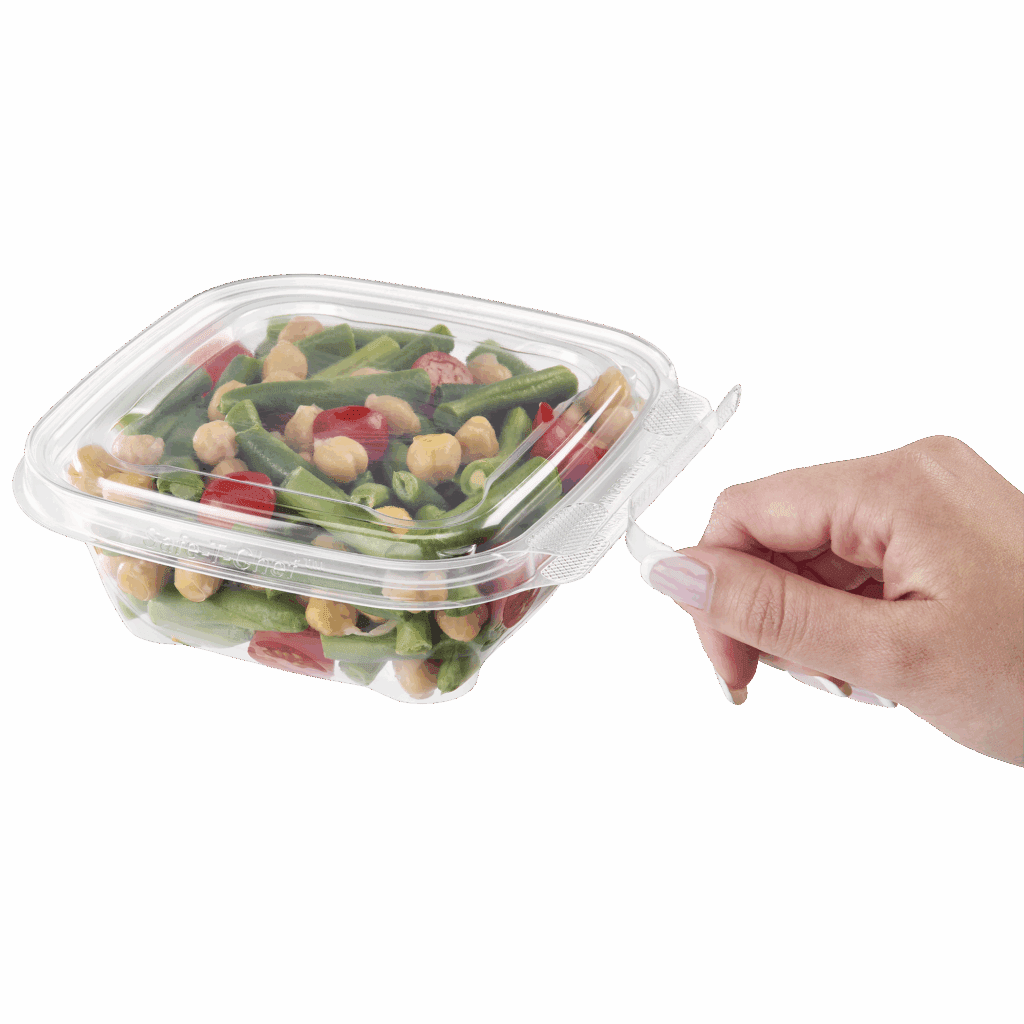 C5516WF container with green bean salad and tear strip pulling open