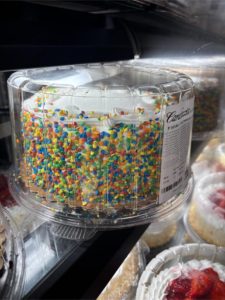a cake in plastic food packaging