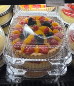 a fruit tart in a plastic package 