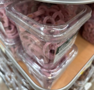 yogurt covered pretzels with a shrink band