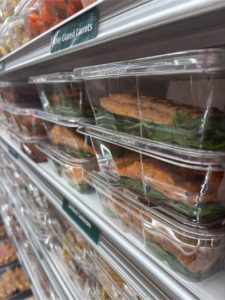 Grilled salmon in a plastic package