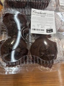 chocolate muffins in plastic PET packaging 