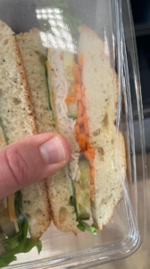 a sandwich in a thin material package
