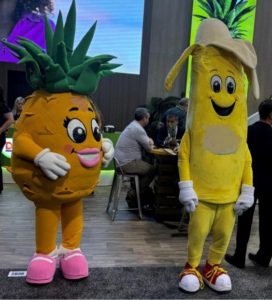 pineapple and banana mascots