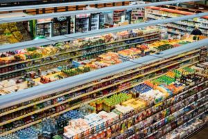 a grocery store. Photo by freestocks.org: https://www.pexels.com/photo/shelves-with-products-in-market-1366594/
