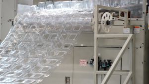 thermoformed plastic food packagin on the line including the web 