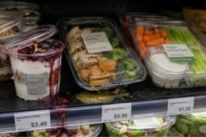 a broken parfait package on a shelf 
