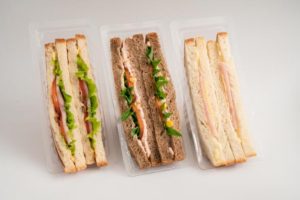 multiple sandwiches in clear plastic packaging