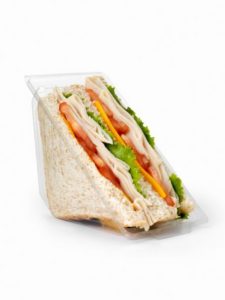 turkey sandwich in plastic packaging