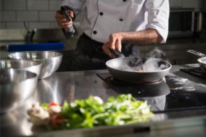 cooking food on the stove